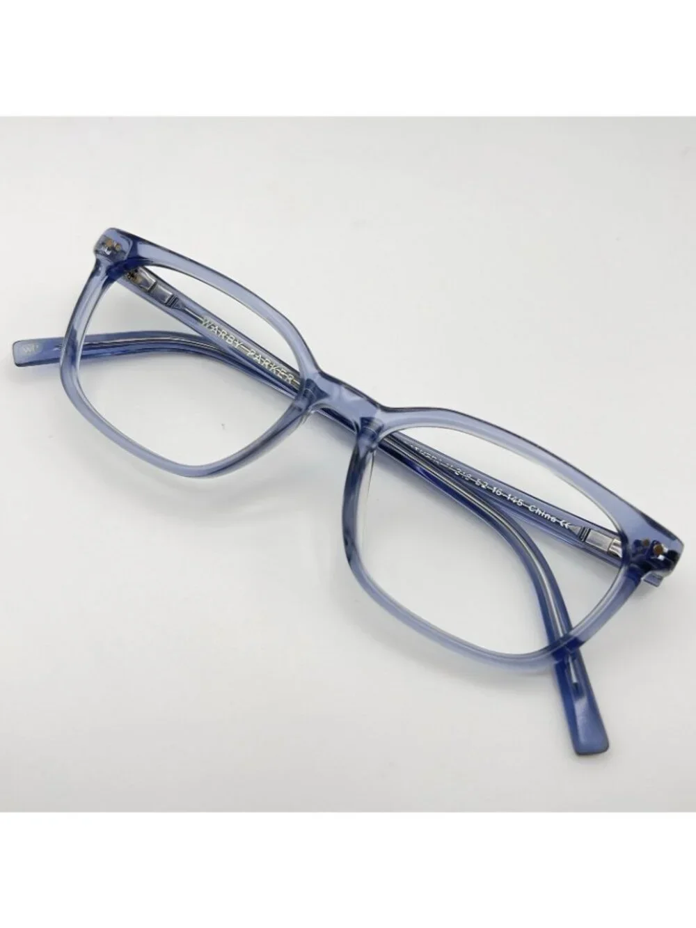 Warby Parker Weathers M 318 Eyeglass Frame Wayfarer Clear Blue Crystal 52-16-145